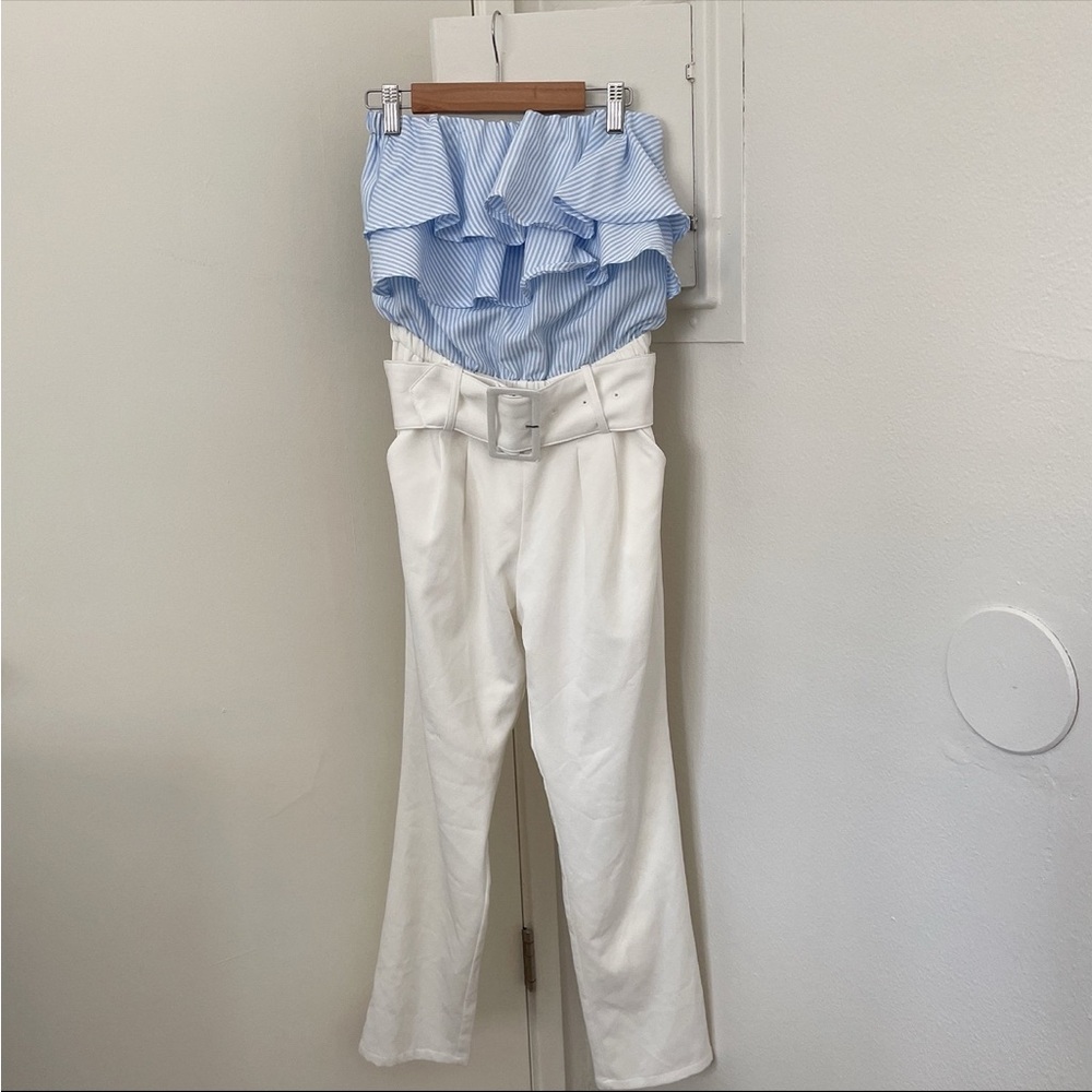 Japanese brand cecil mcbee Striped Blue and White Jumpsuit romper M